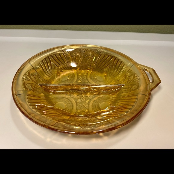 Vintage Indiana Glass Iridescent Relish Dish - Picture 1 of 9